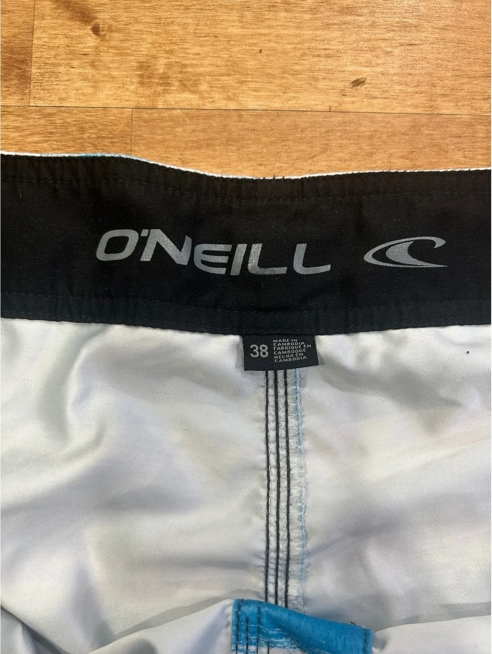 O'Neill Men's Swim Trunks Board Shorts Size 38 Blue Green Polka Dot